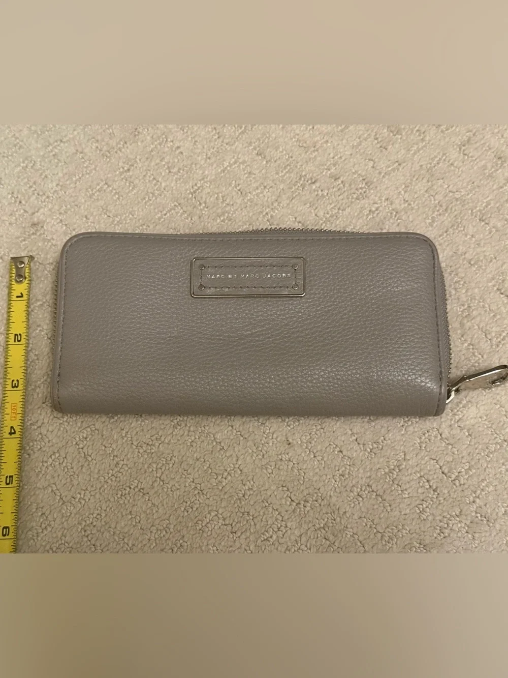 Marc by Marc Jacobs Grey Pebbled Leather Zip Wallet